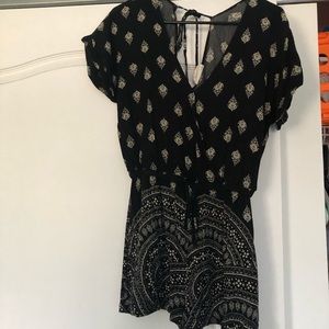 Black and gold romper with tie back